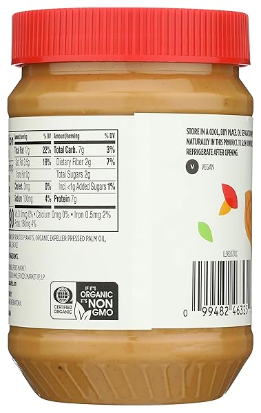 365 BY WHOLE FOODS MARKET, ORGANIC CREAMY PEANUT BUTTER, 28 OUNCE