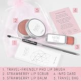 Niré Beauty Strawberry Lip Scrub Balm Set with Brush & Gift Bag view 2