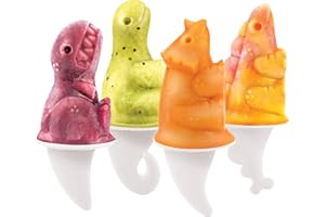 Tovolo Dino Popsicle Molds (Set of 4) - Mess-Free Silicone Ice Pops for Homemade Freezer Snacks / Dishwasher-Safe, BPA-Free,White