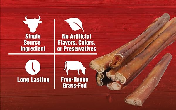 REWARDABLES BULLY STICKS, LARGE, SINGLE-INGREDIENT, PREMIUM, ALL-NATURAL GRASS-FED BULL STICK, LONG LASTING DOG CHEW FOR AGGRESSIVE CHEWERS – 6.25 OZ | FOR MEDIUM TO LARGE DOGS