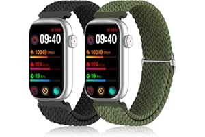 HQzon 2 Pack Stretchy 16mm Braided Nylon Bands Compatible with FITVII HM08/MorePro HM08/Amzhero-Runfit D26/KALINCO Slim Fitness Tracker