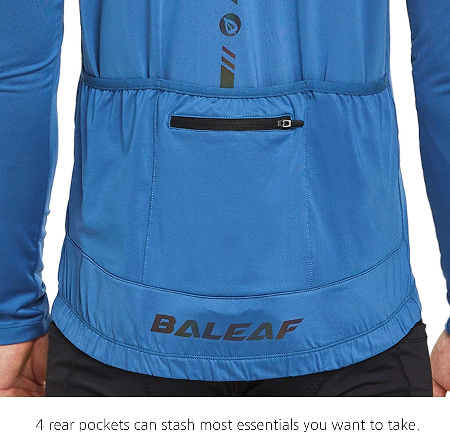 BALEAF Men's Cycling Bike Jersey Long Sleeve Shirt with 4 Rear Pockets Mountain Reflective Quick Dry UPF 50+ : Clothing