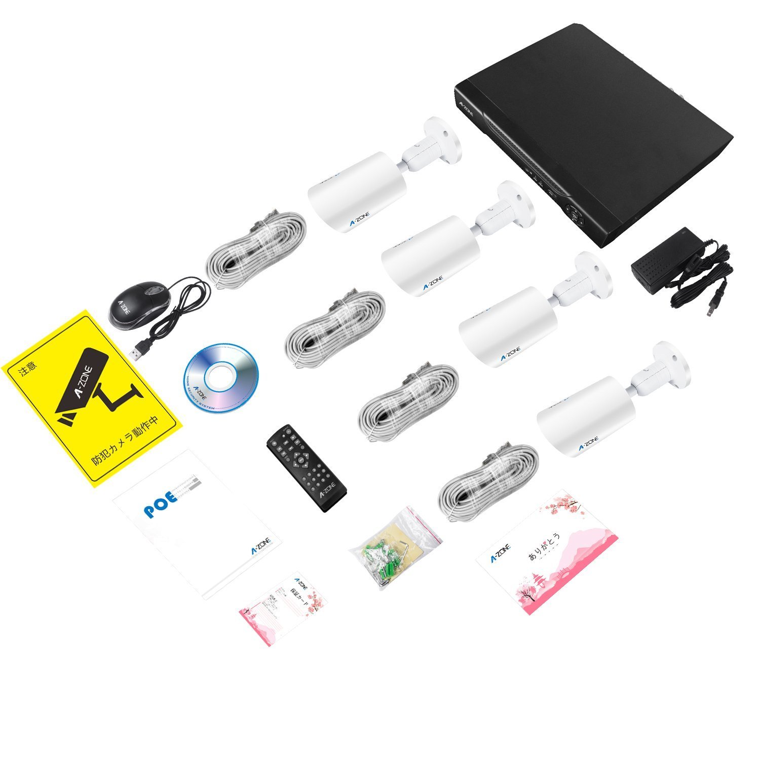 限定価格セール A Zone 400万画素タイプ Poe給電カメラ 防犯カメラキット ネットワークカメラ Hddレコーダー 暗視撮影 Cctvセキュリティカメラシステム 監視カメラ ナイトビジョン 防水カメラ 動体検知録画 2000gb内蔵 4ch ハイビョン Hd Nvrキット 屋内 屋外