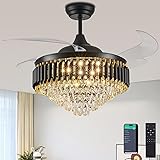 52 Inch Dimmable Retractable Fandelier Ceiling Fans