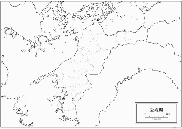 Amazon 愛媛県の白地図 A1サイズ 2枚セット 地図 文房具 オフィス用品
