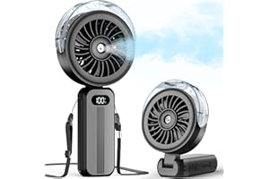 Otlonpe Handheld Misting Fan Portable, Powerful High Speed, Small Personal Rechargeable Cooling Mister Fan Water Spray Mist, 4000mAh Battery Operated for Travel Indoor Outdoor Hand Desk (Black)