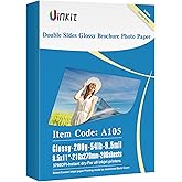 Uinkit 200 Sheets Double Sided Photo Paper Glossy 8.5x11 54lbs Inkjet for Dye Ink 200Gsm Value Bulk Pack Picture 8.5 x 11 9.5