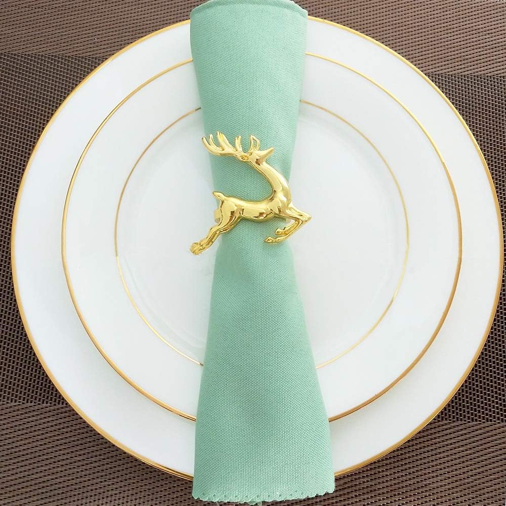 KissDate Napkin Rings, 6Pcs Gold Elk Chic Napkin Rings for Place Settings, Wedding Receptions, Christmas, Thanksgiving and Home Kitchen Dining Table Linen Accessories: Home & Kitchen