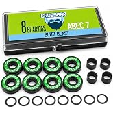 Crossbar ABEC-7 Inline Skate Bearings &ndash; 8 Pack with Spacers &amp; Washers &ndash; 608 Replacement Bearings for Roller Hockey &amp; Inline Skates