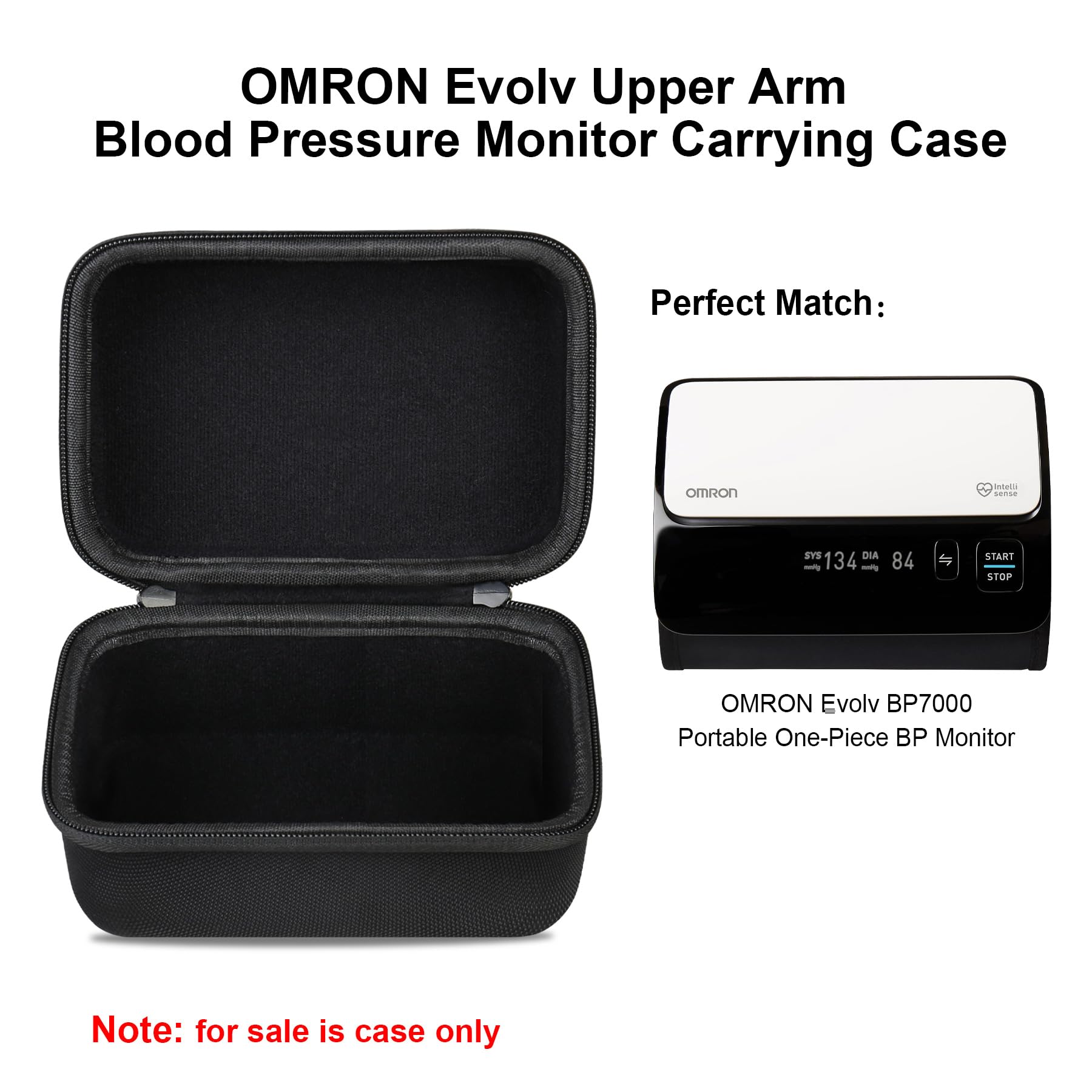 Elonbo Carrying Case for OMRON Evolv Bluetooth Wireless Upper Arm Blood Pressure Monitor, OMRON Evolv BP7000 Portable One-Piece BP Monitor Storage Holder, Black