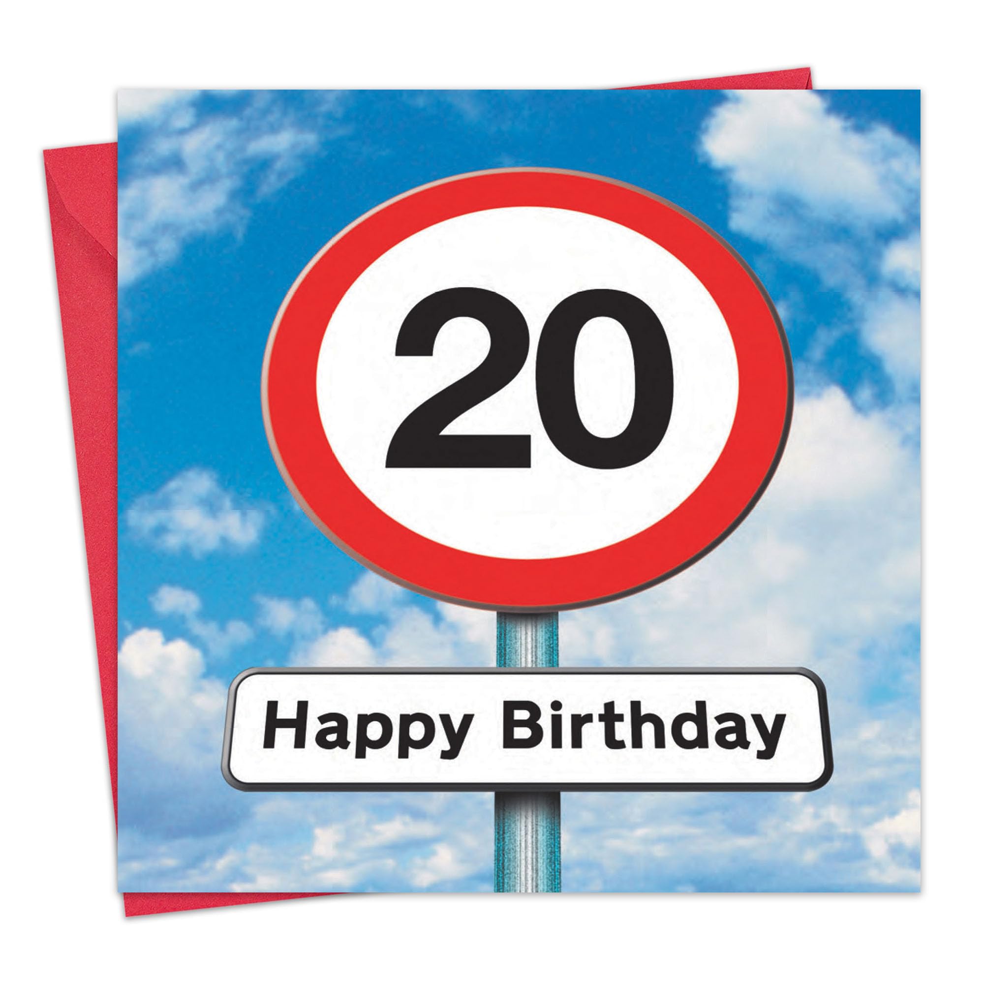 Twizler 20th Birthday Card - Roadsign - 20 Year Old – Age 20 Birthday Card