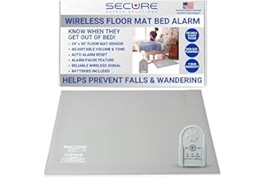 SECURE SAFETY SOLUTIONS Secure Wireless Floor Mat Sensor Bed Alarm for Elderly Adults - 24"x36" Floor Sensor & Remote Alert Monitor - Bed Alarms and Fall Prevention for Elderly Dementia Patients, Caregiver Alert Seniors