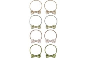 Mimi & Lula Olive Satin Martha Bow Ponies (8 Pack) - Unisex, Ages 3+, Hair Clip - Girls