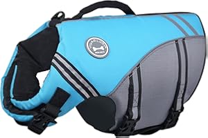 VIVAGLORY Sports Style Dog Life Vest, Dog Life Jacket for Swimming & Boating, Ripstop & Buoyancy for Puppy Doggy, Lifejacket with Handle, XL, Blue