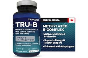 TRUMARK TRU-B Methylated B-Complex Vitamins - High Absorption B12 Methylcobalamin, Methylfolate (B9), B6 P5P, B1, B2, B3, B5,