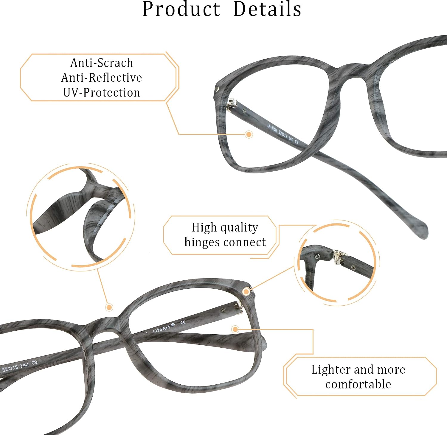 LifeArt Blue Light Blocking Glasses, Computer Reading Glasses, Gaming Glasses, TV Glasses for Women Men Anti Glare (Wood - Image 3