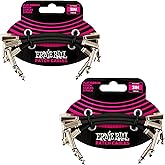 Ernie Ball Flat Ribbon Patch Cable Set 3x2 Length 3 inch in Black P06220 - Pack of 2