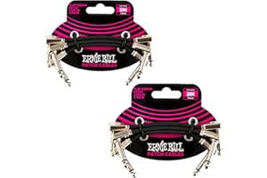 Ernie Ball Flat Ribbon Patch Cable Set 3x2 Length 3 inch in Black P06220 - Pack of 2