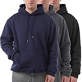 Taiyin 3 Pack Men's Lightweight Fleece Pullover Hoodie Long Sleeve Sweatshirt with Pockets for Men