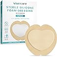 ViveCare Sacral Silicone Foam Dressing 7x7 with Border Adhesive - Bed Sore Bandage Foam Wound Dressing - Silicone Bordered Sacral Pad with Adhesive Border - Pressure Sore & Ulcer Foam Patches (5 Pack)