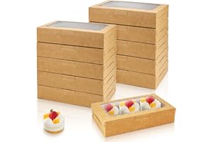 Cmkura 40 Pack Kraft Cookie Boxes with Clear Window,7" x 4 3/8" x 1 1/2",Paper Macaron Donut Candy Cakesicle Dessert Pastry Gift Box Container for Wedding,Party,Christmas,Birthday,Baby Shower(Brown)