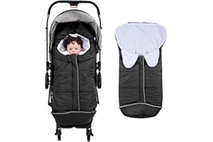 Winter Stroller Footmuff, Stroller Bunting Bag for Boys Girls, Waterproof Stroller Sleeping Bag with Hood, Universal Stroller