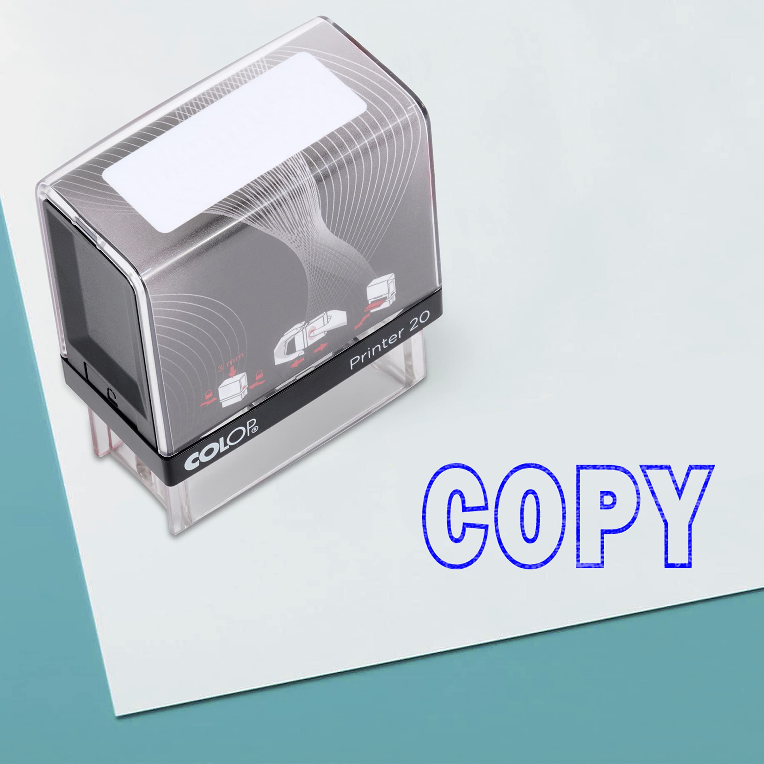 Copy Self Inking Rubber Stamp Small - Blue Ink Office Stock Stamp Colop Mini Stamper