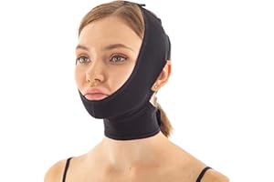 IKIDO Chin Compression Garment, Chin Strap Band Face Lift, Chin Lift Band, Neck Cover Face Compression (L, Black)