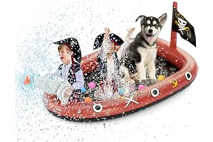 Jasonwell Inflatable Kiddie Pool Sprinkler - Splash Pad for Kids Toddler Pool Outside Children Ball Pit Pirate Ship Baby Pool Swimming Wading Pool Summer Outdoor Water Toys for Boys Girls Dogs