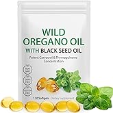 Oil of Oregano with Black Seed Oil, 6000mg Oregano Oil Capsules Organic, of Oregano Supplement Capsules, Natural Antioxidants