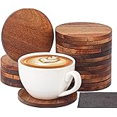 Geytetqi 20 Pack 4 Inch Acacia Wood Round Coasters for Drinks, Bulk, Acacia Wooden Drink Coasters, Suitable for Tables, Countertops, Desks, Home Decor