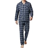 DAVID ARCHY Men's Pajamas Set Flannel Pjs Sets Ultra-Soft Cotton Pajamas for Men Classic Plaid Lounge Set with Roomy Pockets