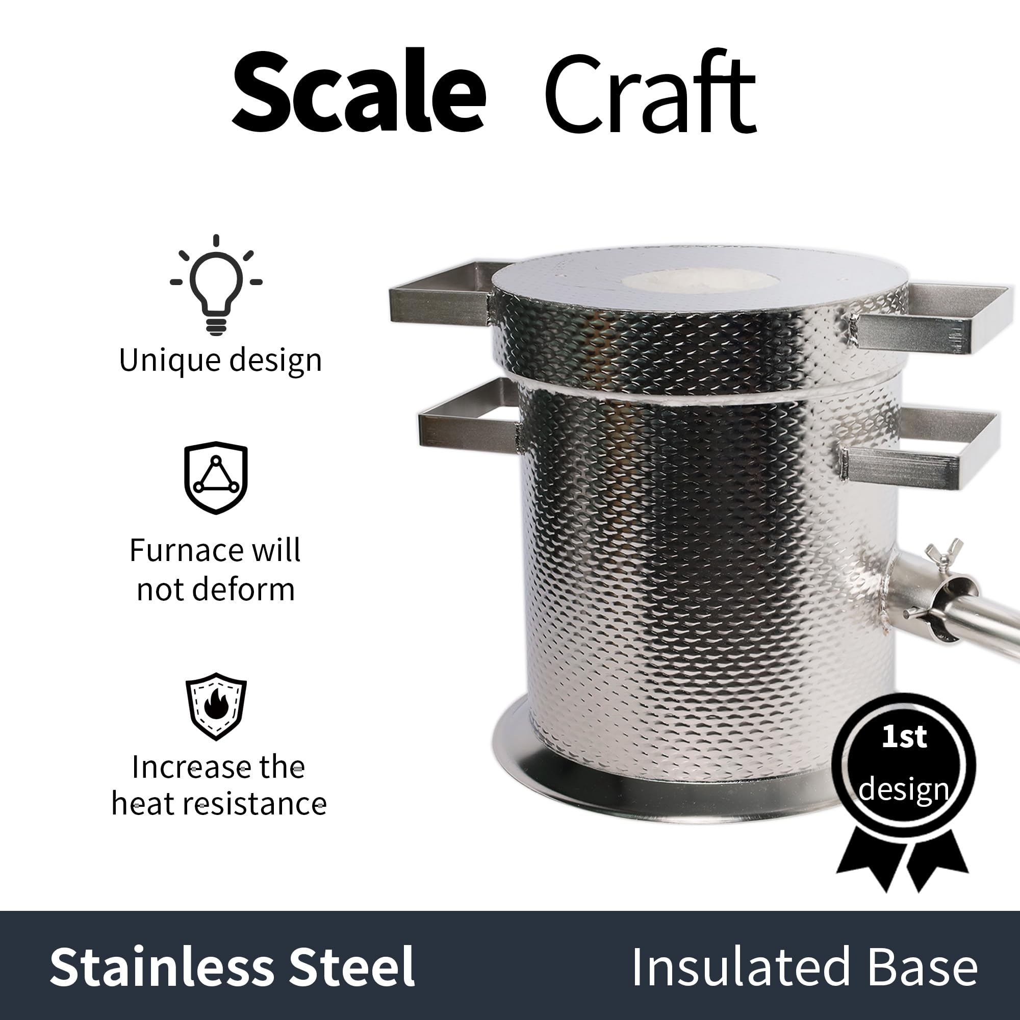 MMasters 6KG Stainless Steel Propane Melting Furnace Kit, 6kg Silicon Carbide Graphite Crucible, Max 2400°F Casting Furnace Foundry Kiln, Recycle Aluminum Cans and Scrap Metal Casting Mold