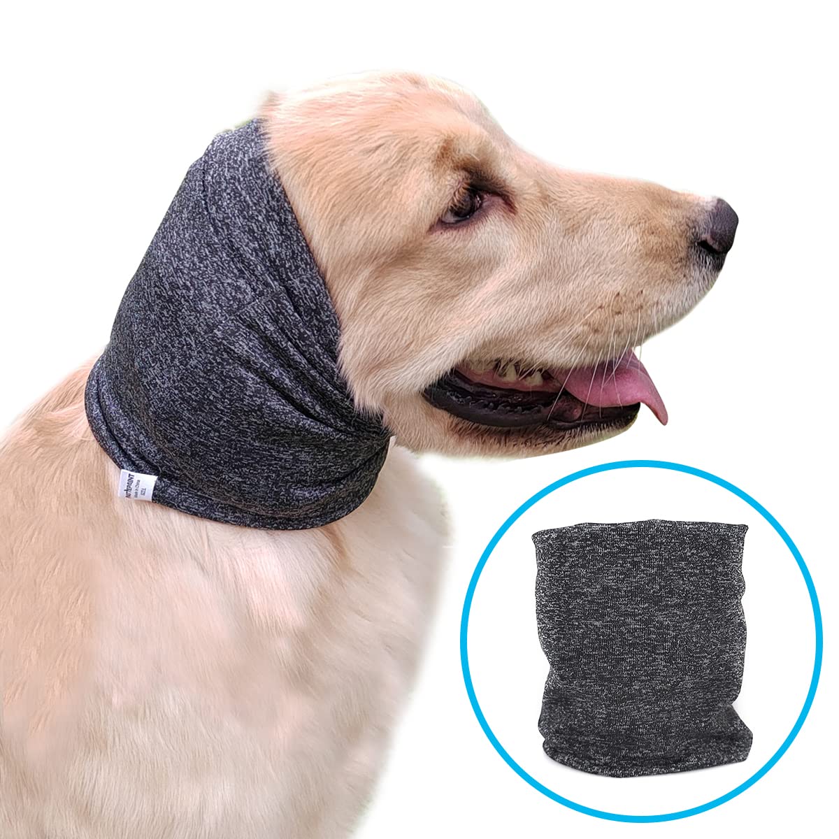 EASY JOY Dog Snood Grooming Ear Muffs for Noise Protection, Neck and Ears Warmer Headwear for Comfort, Anxiety Relief and Calming, Pet Cat Hoodie, Grey L