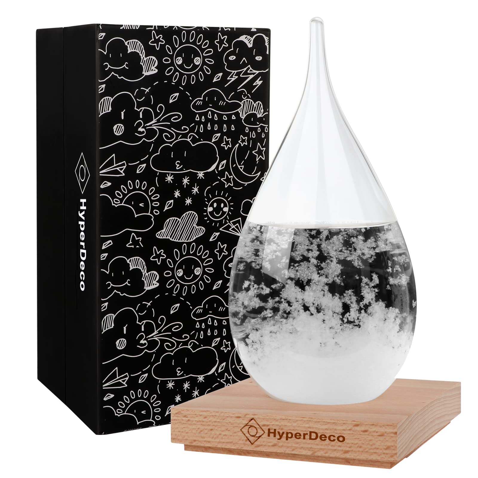 Storm Glass Weather Predictor XL Size, Weather Predicting Globe Storm Glass Cloud Forecaster, Water Drop Shaped Barometer Bottle Station, Decoration Craft for Home Office, Christmas Extra Large