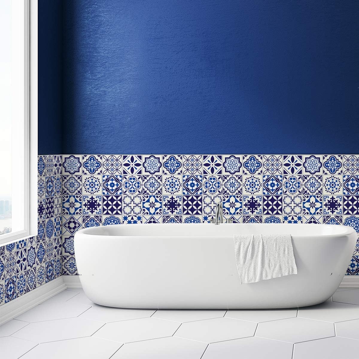 Ambiance Sticker Self-Adhesive Decorative Wall Decal Cement Tile for Bathroom and Kitchen Eusebio - Pack of 24 Stickers of 10 x 10 cm - Image 3