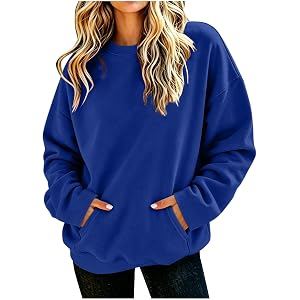 HYYGOCCTV Women Plain Solid Raglan Crew Neck Sweatshirt Pocket Long Sleeve Oversized Sweatshirts Loose Daily Pullover