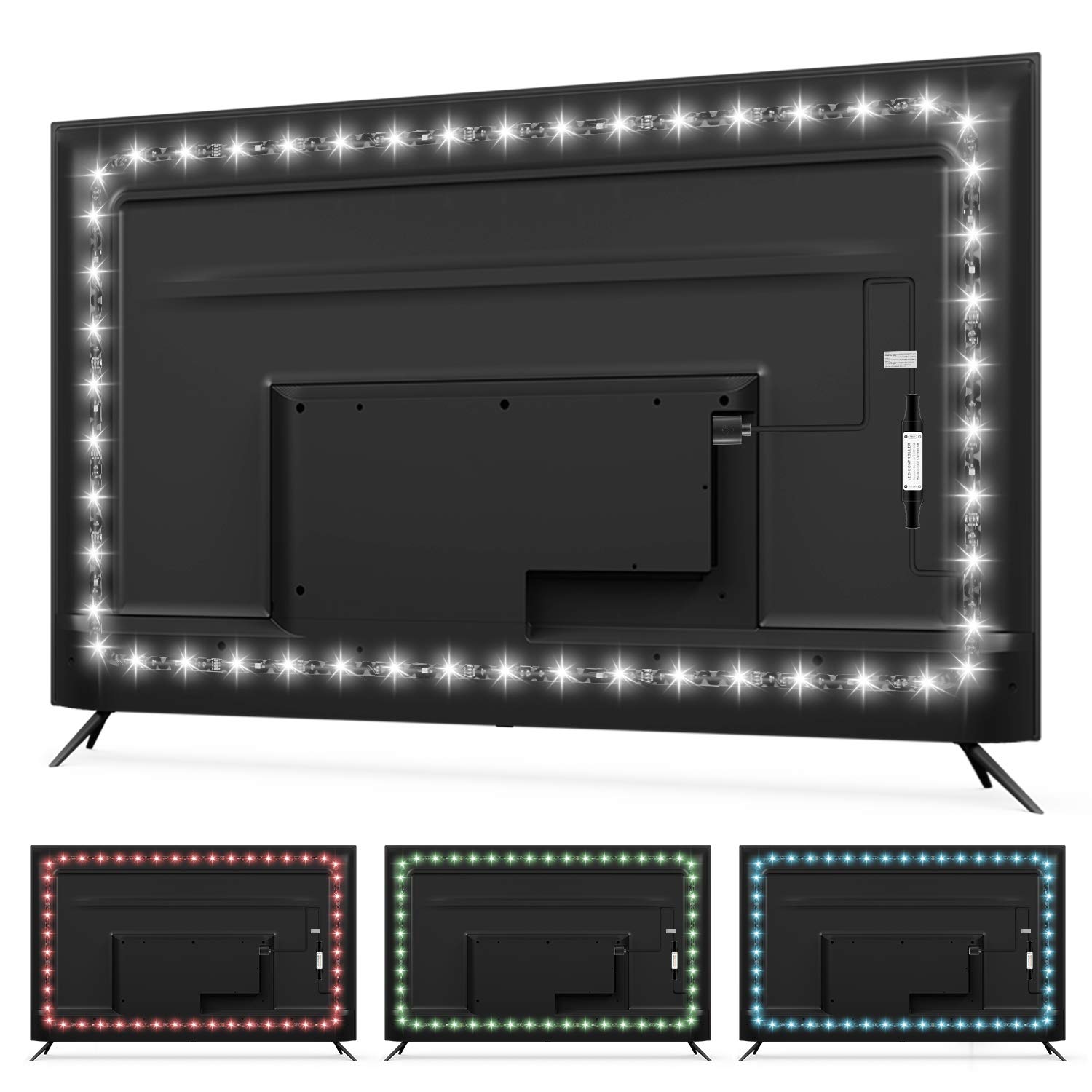 Photo 1 of HAMLITE USB TV Bias Lighting 6500K True White for 50-55inch TV, 11.5ft LED Lighting fixtures for Indoor and Outdoor Lighting Applications Covers 4 Sides of 50-55 Inch TV, TV Light with RF Remote