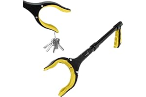 LUXET Grabber Reacher Tool 19 Inch Long, Foldable Pick Up Stick - Strong Grip Magnetic Tip - Heavy Duty Trash Picker Claw Reacher Grabber Tool Elderly Wheelchair Mobility Aid (Yellow)