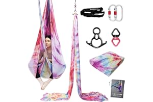 PRIOR FITNESS Aerial Silks Kit Colorful 9/15/20 Yards 40D Nylon Fabric Hammock Set With Hardware & Guide for All Levels Of Aerial Yoga Practice and Acrobatic Flying For Adults Aerial silk