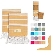 Yazz Turkish Cotton Hand Towels - Set of 2, 18" x 30" inches, Decorative Peshtemal Cotton Hand Towels for Kitchen, Bath, Guest, Face, Hair, Gym, Yoga, Dishcloth, Travel (Mustard Yellow)