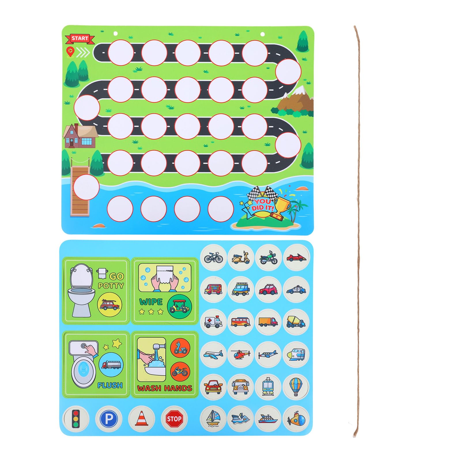 Magnetic Car Potty Training Chart Set, 25x30cm/9.84x11.81in Reusable Potty Training Chart with 28 Magnetic Chips & 4 Instruction Cards for Toddlers Kids Bathroom Toilet Train Tool