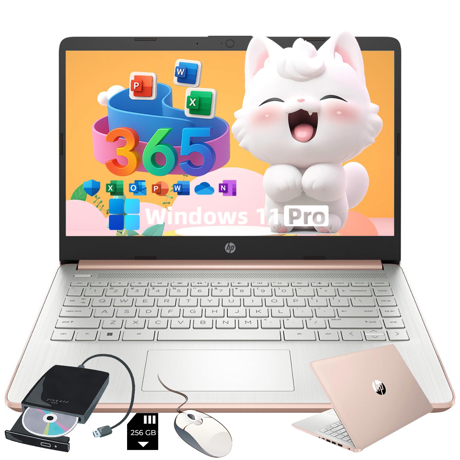 HP Flagship Everyday Laptop Computer - Win 11 Pro & AI-Powered 1-Y Office 365 • Intel Quad-Core(up to 3.4GHz) • Long Battery • 32G RAM • 128G UFS • w/256G SD Card & DVD Drive for Student & Business Image HP Flagship Everyday Laptop Computer - Win 11 Pro & AI-Powered 1-Y Office 365 • Intel Quad-Core(up to 3.4GHz) • Long Battery • 32G RAM • 128G UFS • w/256G SD Card & DVD Drive for Student & Business Image