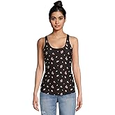 No Boundaries Juniors Scoop Neck Tank Top (US, Alpha, X-Small, Regular, Regular, Brown Floral)