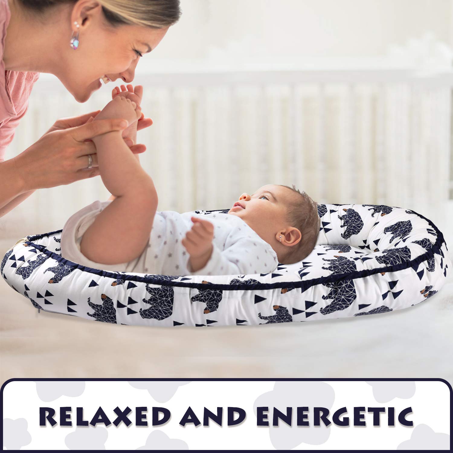 Baby Lounger, Baby Nest and Baby Bassinet, Portable Ultra Soft Breathable Newborn Lounger Crib, Perfect for Co-Sleeping and Traveling (New Bear): Baby