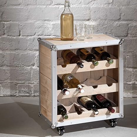 Pharao24 Flaschenregal im Loft Design Kiefer Alu