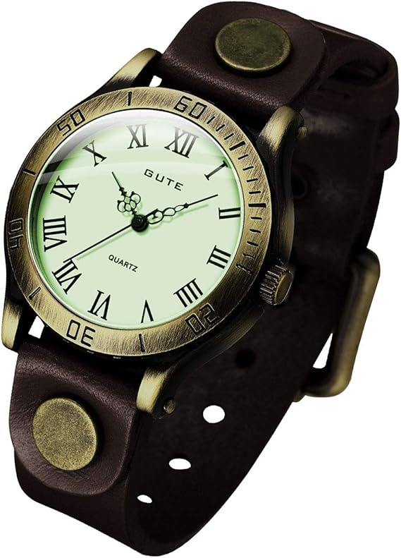 Amazon 腕時計 アンティーク風 夜光文字盤 男女兼用 革バンドお洒落カジュアルオシャレアンティーククラシック格付ランキング人気ブランドラン 濃茶色 メンズ腕時計 腕時計 通販