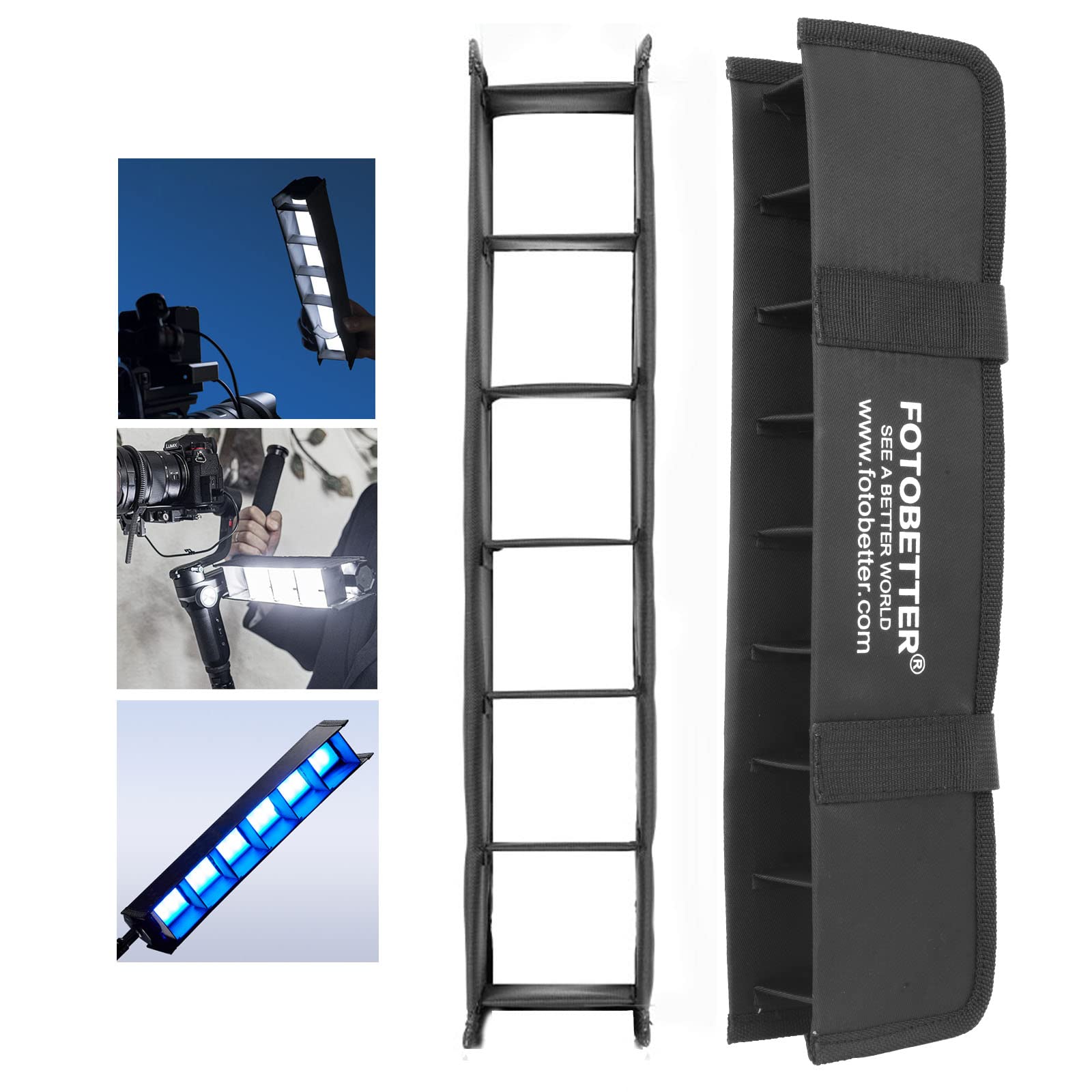 FOTOBETTER Tube Light Honeycomb Grid Softbox for LED RGB Light Stick,Fabric Barndoors with Grid Beehive for Weeylite, Godox, Nanlite, ULANZI, AMBITFUL, LUXCEO, SOONWELL, CAMOLO Light Wands Compatible…