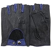 ZLUXURQ Mens Soft and Breathable Fingerless Leather Driving Gloves-Premium Lambskin