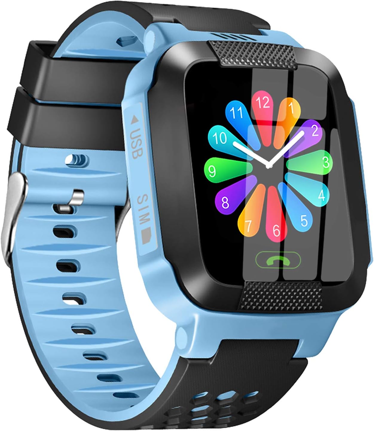 [SIM CARD GIFT]Kids Smart Watch, Real-time Tracking 3-12 Kids Gifts, Cellphone Smartwatch, Color Touchscreen with Two Way Call & SOS & Camera & Flashlight & Clock & Math Game & Holiday Xmas Gifts